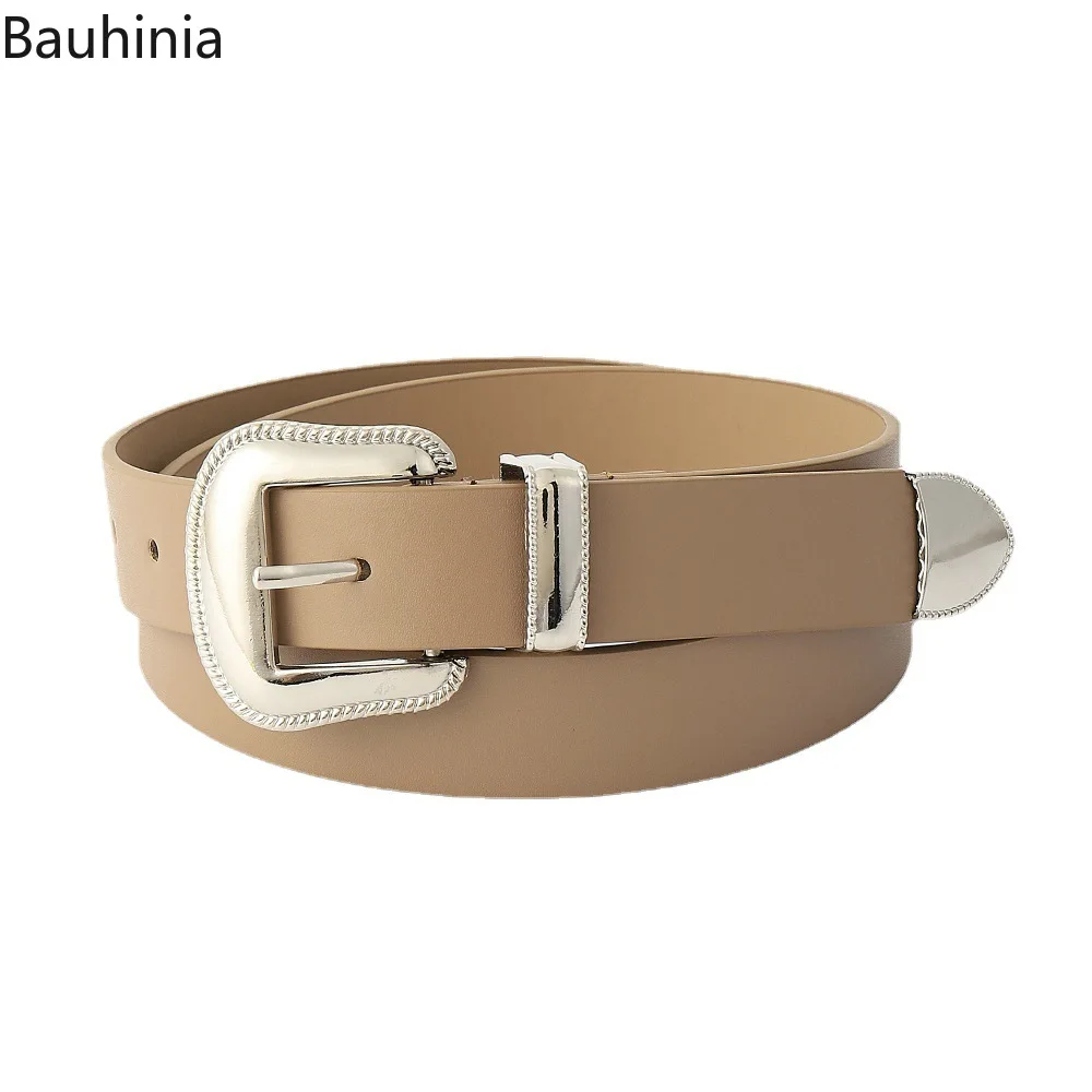 Bauhinia Casual Simple Design Silver Buckle Pin Buckle Belt 106*2.8cm High Quality Fashion Youth Woman Jeans Belt