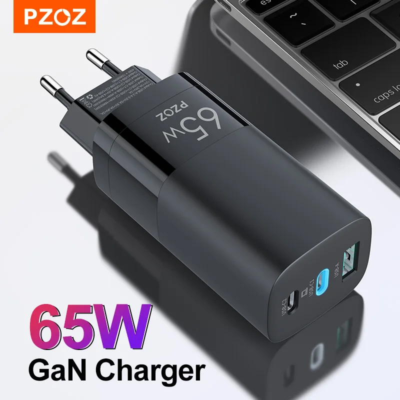 pzoz 65w gan charger quick charge 4 0 3 0 type c pd usb charger fast charging usb c for switch macbook air ipad pro samsung note free global shipping