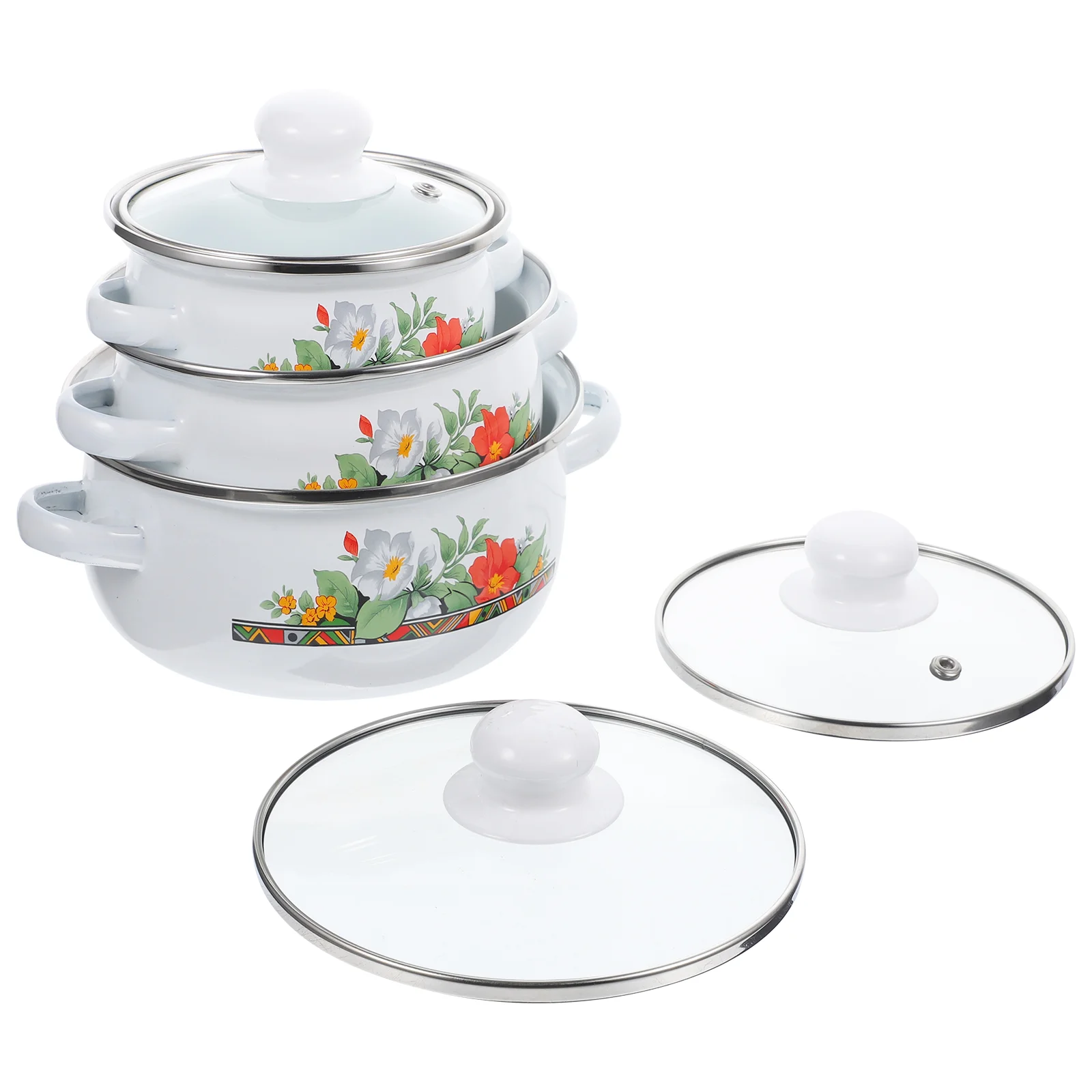 

3 Pcs Enamel Sauce Pan Small Pan Milk Sauce Cookware Kitchen Cooking Mini Kitchenware Pans