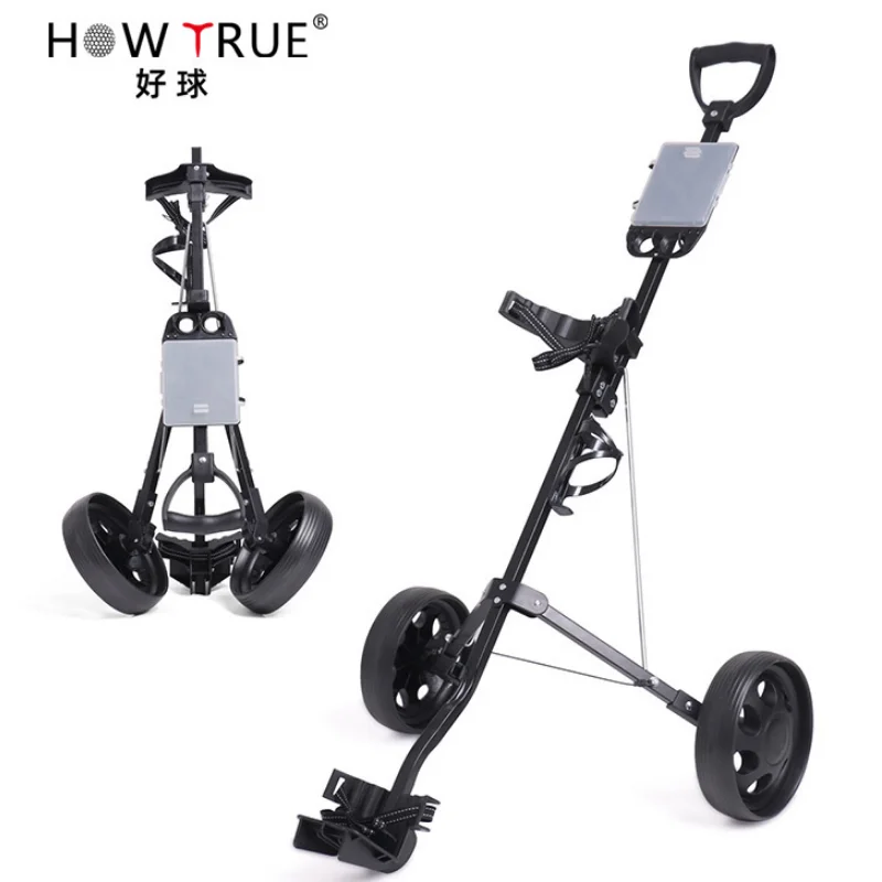 Trolley With Foot Brake And Scorecard, 2 Wheels, Adjustable Handle Angle Smallest Folding Lightweight Golf Push Cart