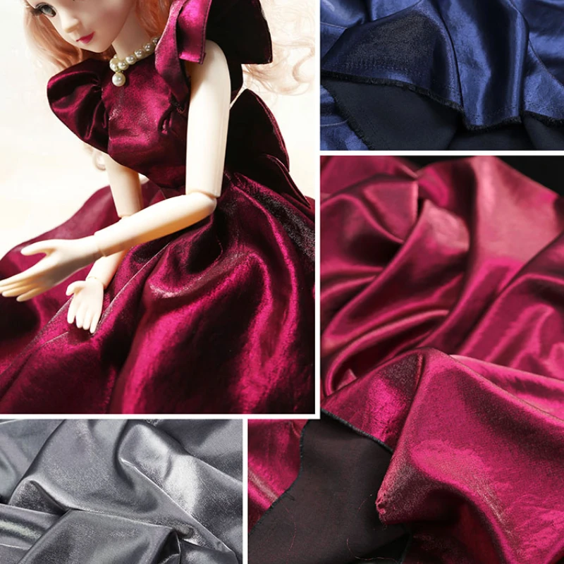 

Glitter Glaze Silk Satin Gradient Fabric Silky Smooth Formal Dress Doll's Clothes Handmade DIY Designer Fabric By Meter