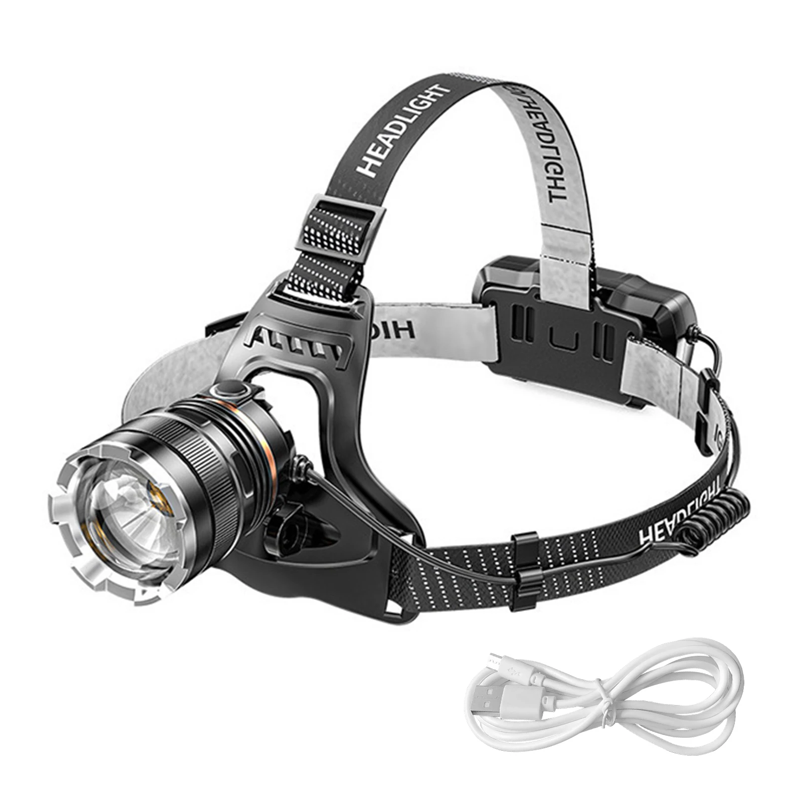 

LED Headlamp 4 Modes Outdoor Camping Running Waterproof Super Bright Cycling Zoomable Hiking Fishing USB Rechargeable Hunting