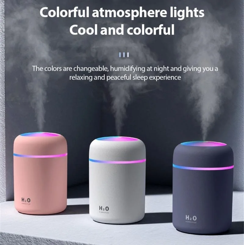 

New Ultrasonic Mini Air Humidifier 300ML Aroma Essential Oil Diffuser for Home Car USB Fogger Mist Maker with LED Night Lamp