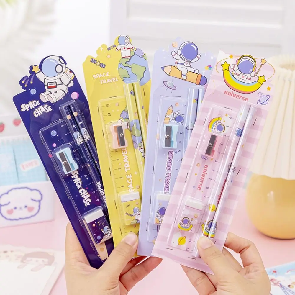 

1 Set 5 in 1 Stationery School Office Supplies Student Gift Prize Creative Kawaii Pencil Ruler Eraser Pencil Sharpener Set