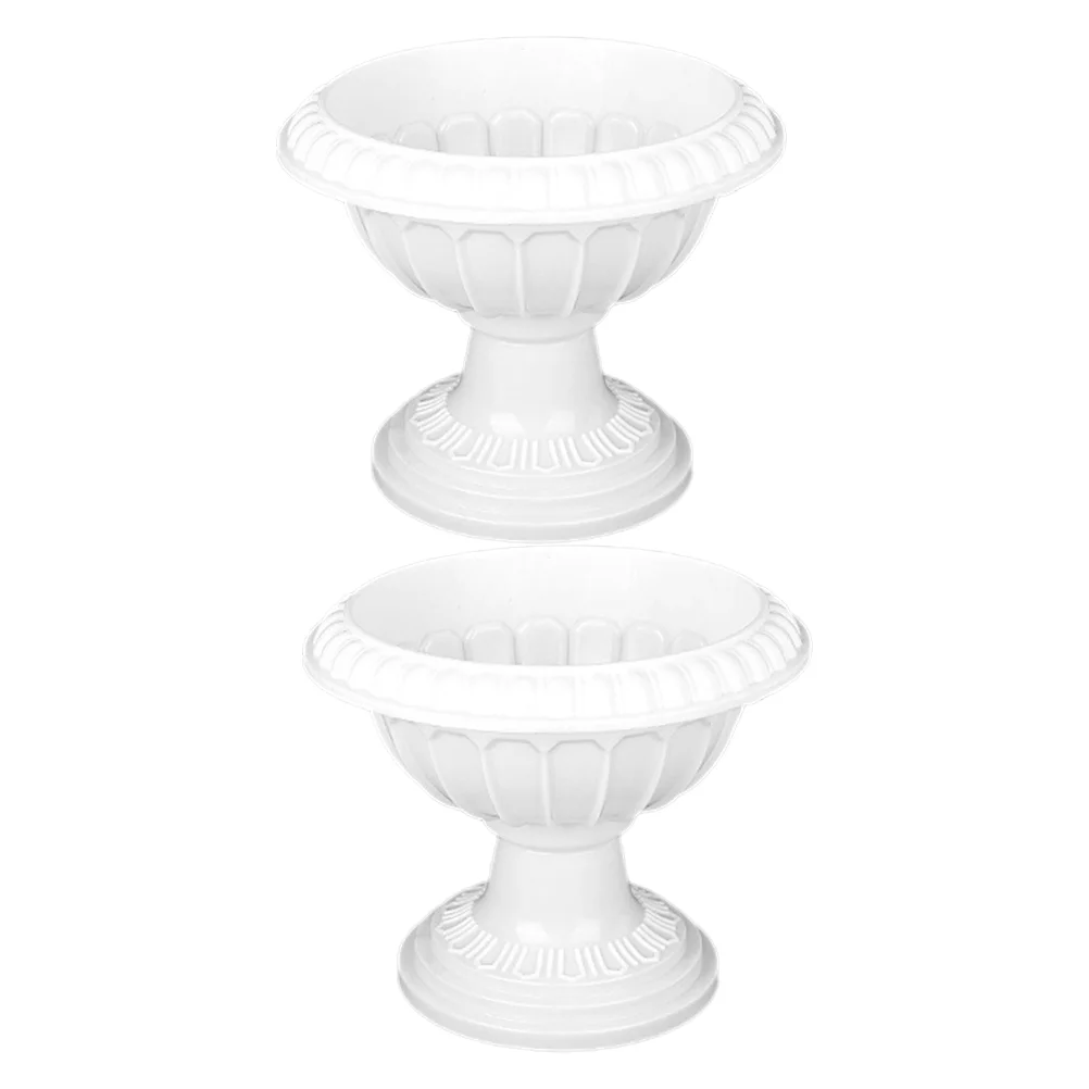 

2 Pcs European Style Roman Flower Pot Garden Planter Plastic Plants Outdoors Flowerpot Road Guiding Wedding Container Pots