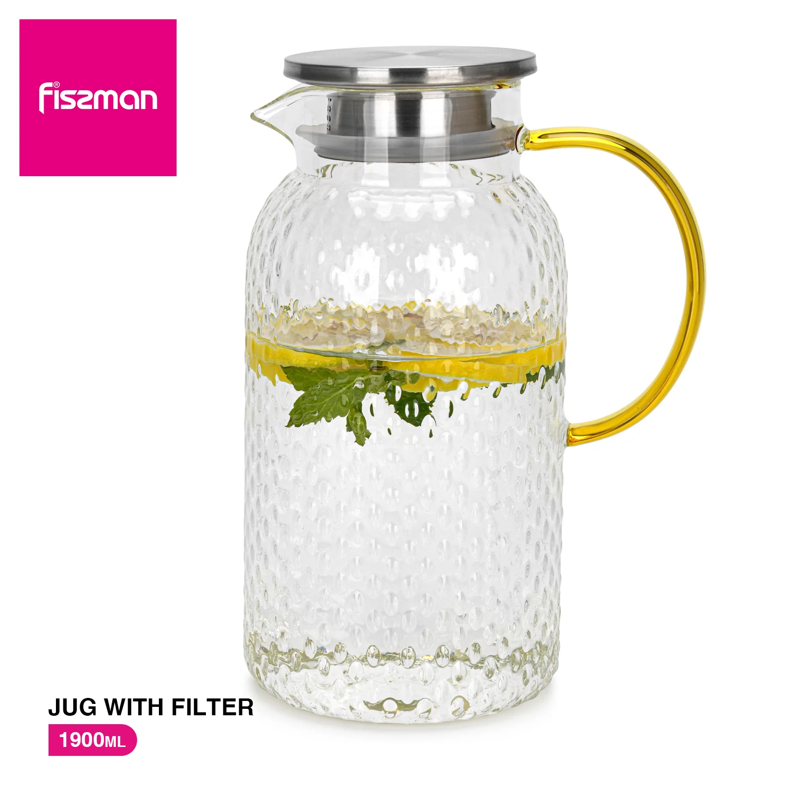 

FISSMAN Jug 1900 Ml With Filter Borosilicate Glass Pitcher for Homemade Iced Tea and Juice