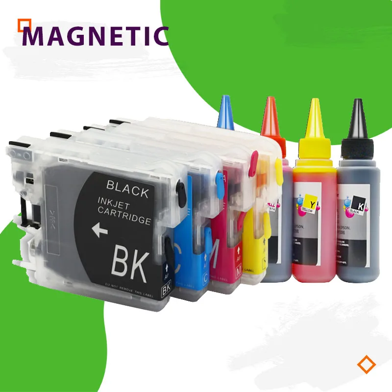 

NEW Refillable LC38 LC39 LC61 LC65 LC67 LC980 LC985 LC990 LC1100 Ink Cartridge For Brother DCP-J125 185C 195C J315W printer