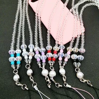 fashion trendy crystal stone beads mobile phone chain for women girls cellphone strap anti lost lanyard hanging cord jewelry