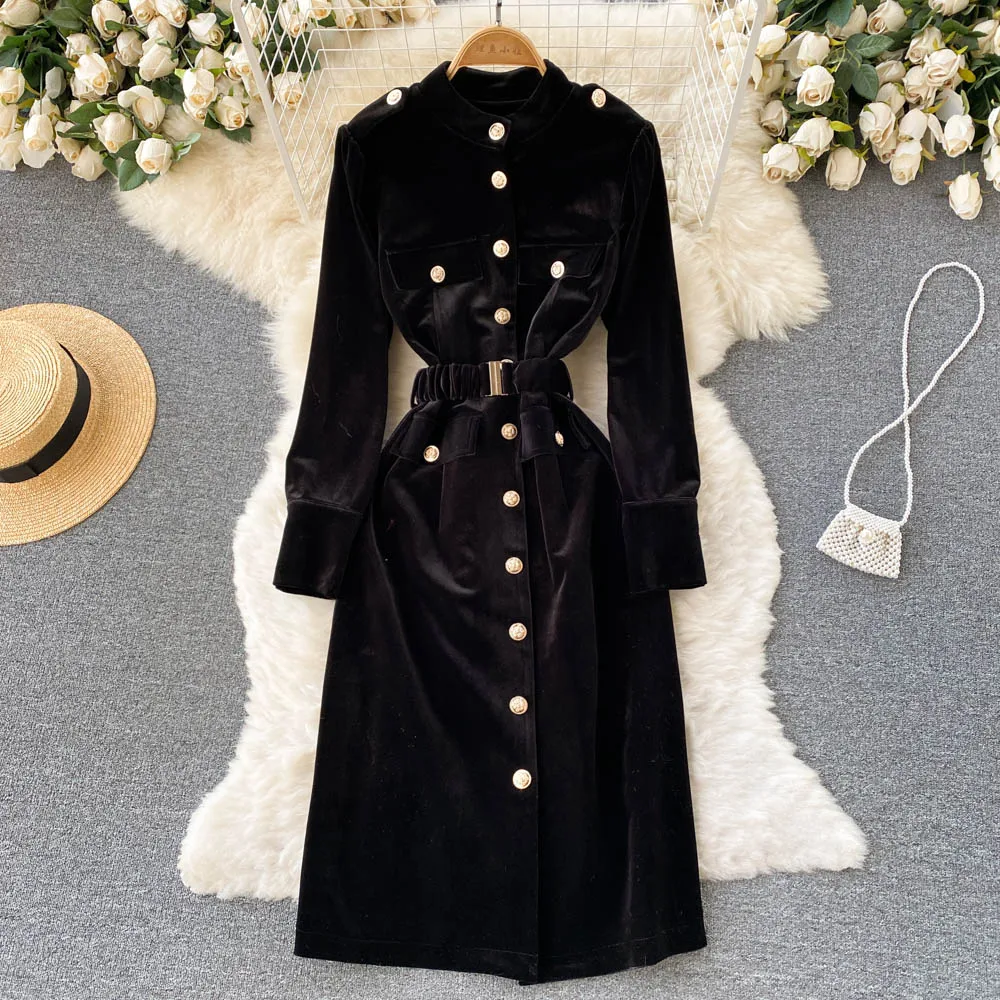 

Осенне-зимнее Новое маленькое бархатное платье с эффектом ладана