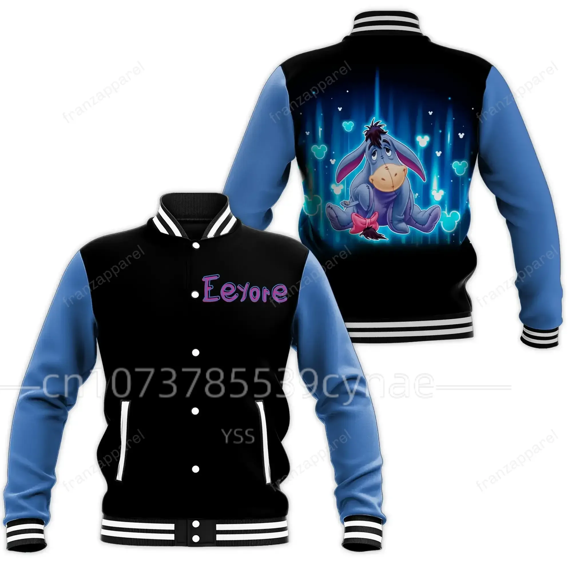 

Бейсбольная куртка Disney Eeyore, мужская и женская куртка в стиле хип-хоп Harajuku, уличная одежда, Свободное пальто для мальчиков и девочек