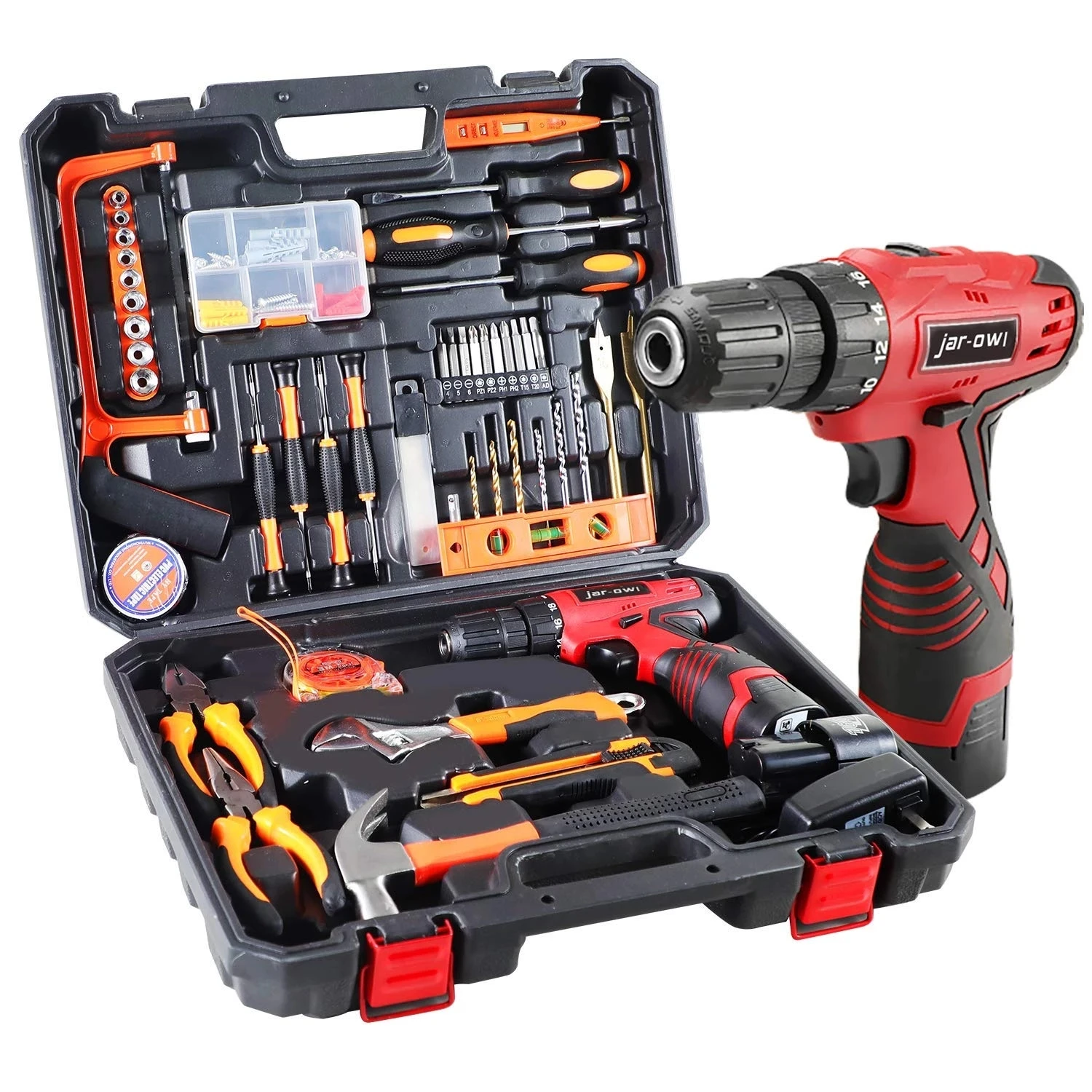 

2022 New 108 Piece Power Tool Combo Kits with 16.8V Cordless Drill, Household Tools Set with DIY Hand Tool Kits Metal Wall Plate