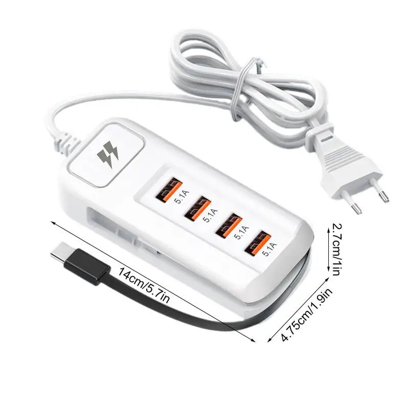 Сетевое зарядное устройство PD с 4 USB-портами 66 Вт QC 3 0