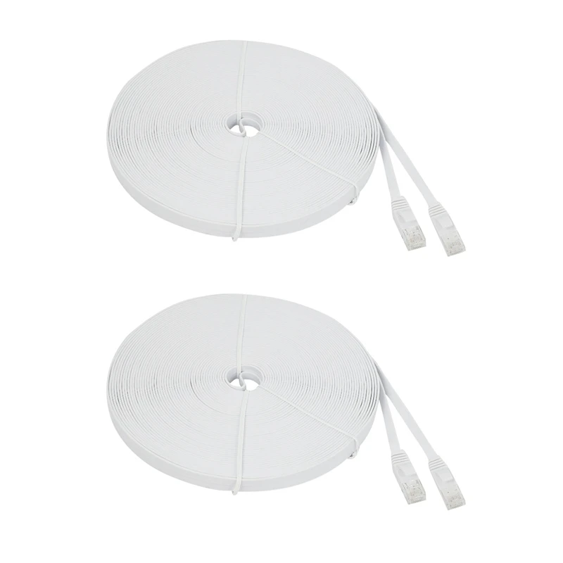

2X Cat 6 Ethernet Cable 100 Ft (30 Meters) Flat Slim Long Internet Network LAN Patch Cords,Cat6 High Speed Computer Wire