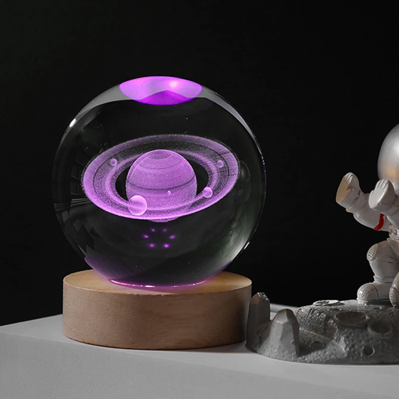 

3d-шар с кристаллами солнечной системы, планеты, стеклянный шар, лазерная гравировка, шар, миниатюрная модель, домашний декор, астрономический подарок, хрустальный шар