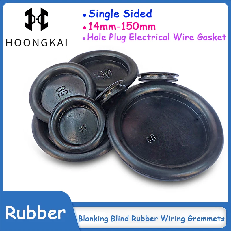 

14-150mm Black Single Sided Blanking Blind Rubber Wiring Grommets Hole Plug Electrical Wire Gasket