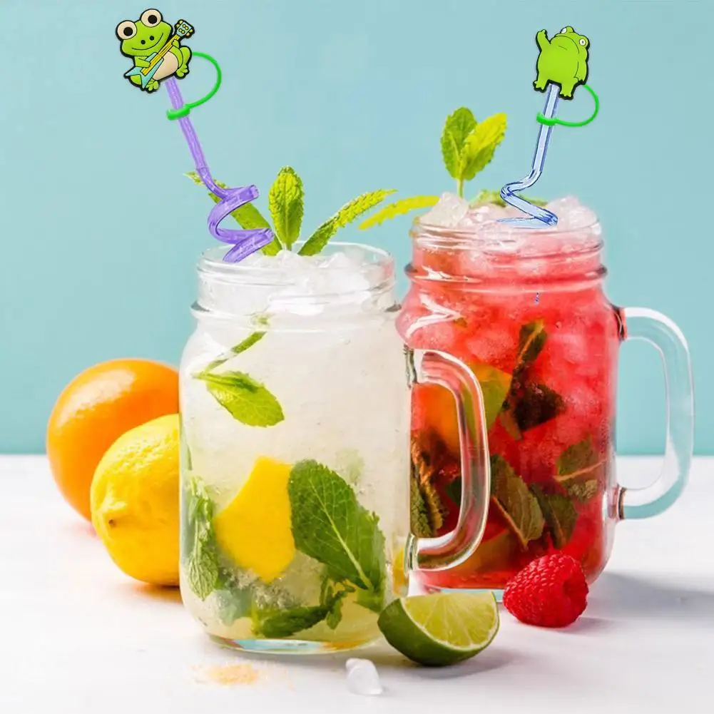 

1PC PVC Straw Toppers Cute Frogs Lovely Straw Decor Splash Drinking Dust Cover Proof Home Cap Gift Kids Straw Airtig Z0F3