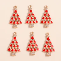 10pcs 18x33mm cute enamel christmas tree charms pendants for jewelry making earrings necklaces diy keychains crafts accessories