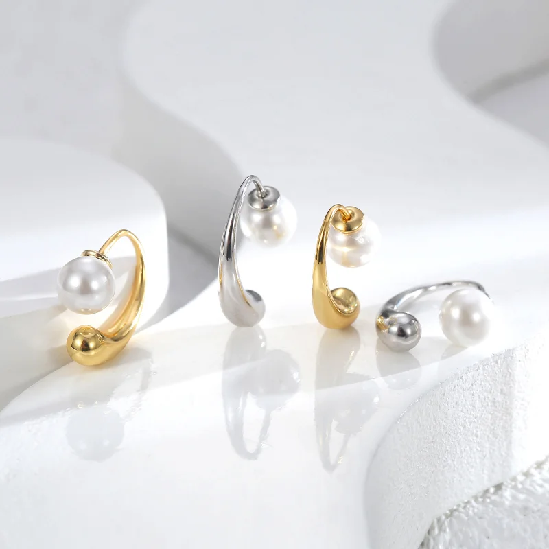 

Minar Elegant Imitation Pearl Irregular Statement Drop Earrings for Women Gold Silver Plating Copper Geometric Earring Oorbellen