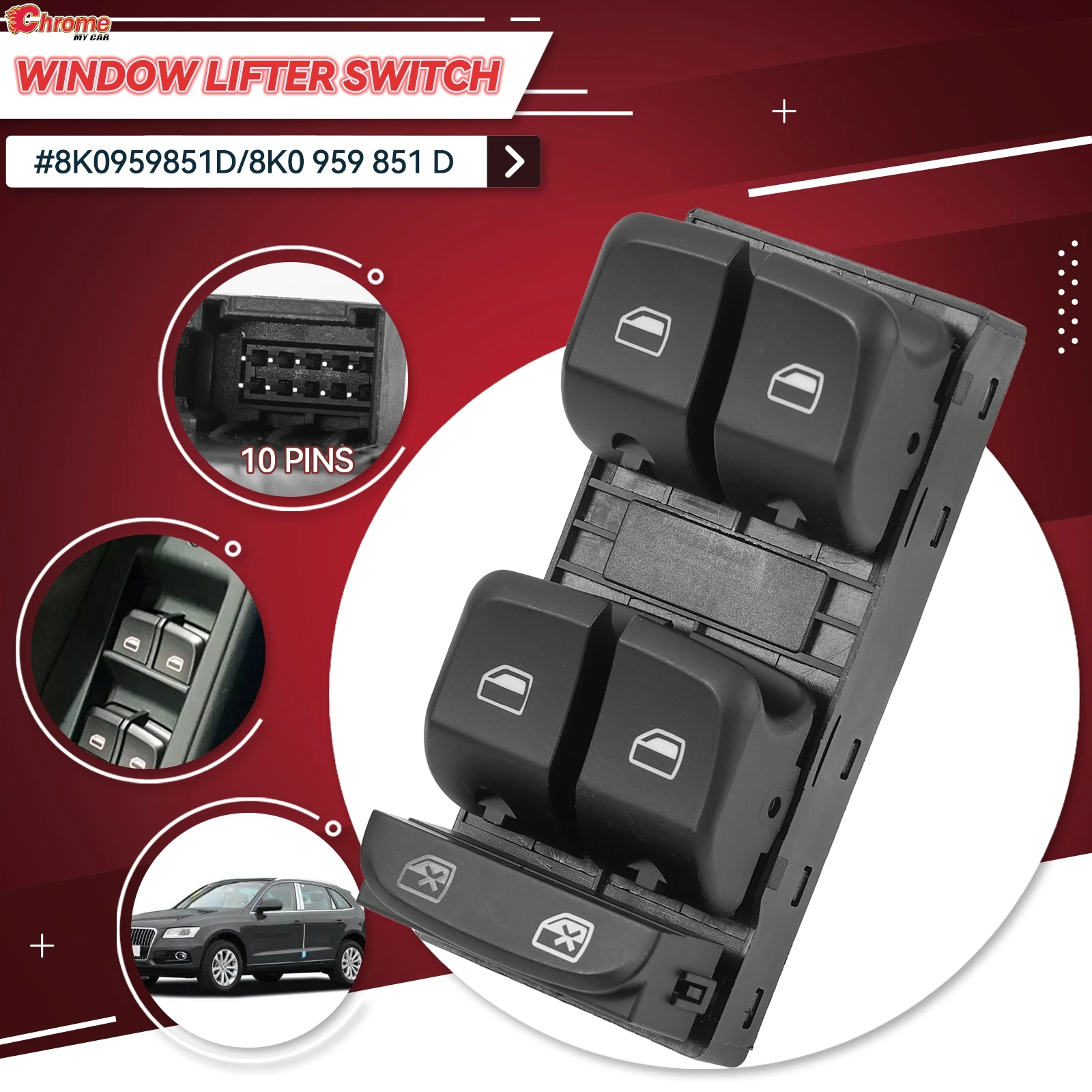 Автомобильная главная боковая кнопка управления электрическим окном для AUDI A4 B8 A5