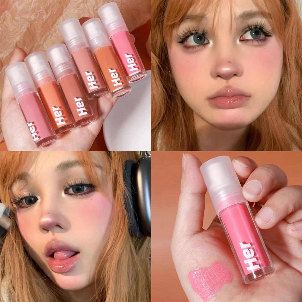 

1PC Peach Cream Liquid Blush Eyeshadow Smooth Make Up Liquid Eye Face Pink Blusher Tint Face Contour Brightens Makeup for Women