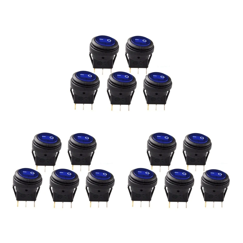 

15 Pcs 12V 20A Waterproof Round On/Off Rocker Switch Car Auto Boat SPST