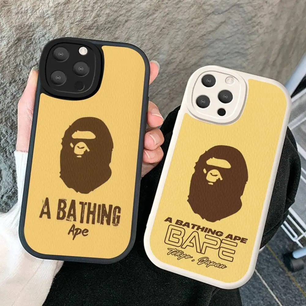 Фото Милый мультяшный чехол для телефона с обезьянкой B-Bape для iPhone 16 15 14 11 12 13 Pro Max Plus, кожаный чехол-накладка №2