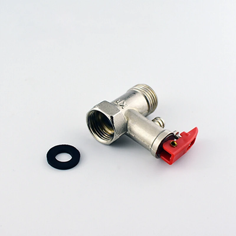 

Red Lock Lever Silver Tone Metal Safety Valve 0.75Mpa For Electric Water Heater Special Pressure Reducing Valve