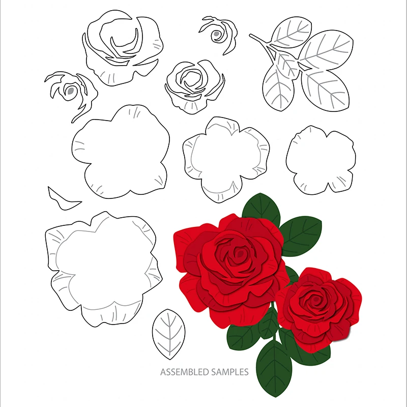 

Roses Metal Cutting Dies Floral Die Cuts For DIY Scrapbooking Embossed Paper Cards Making Valentine Handmade Album Craft X7