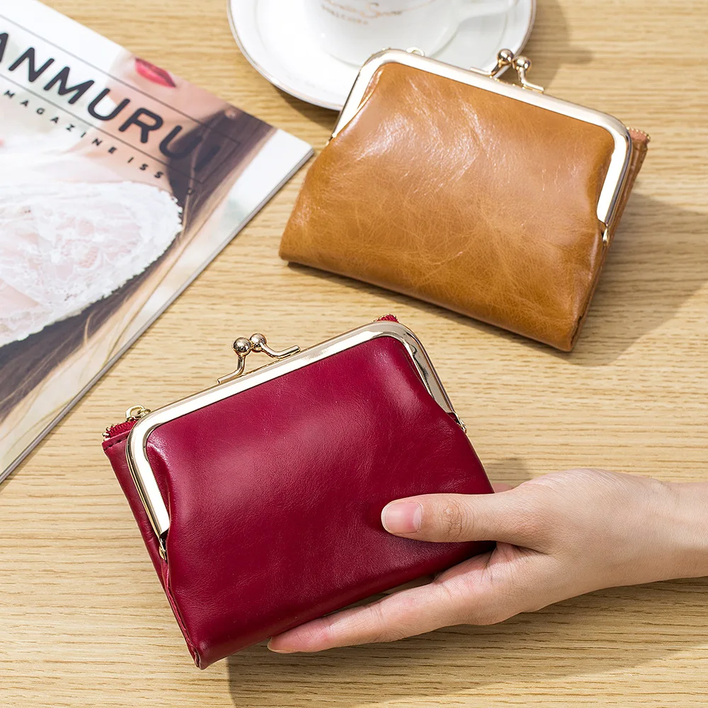 Genuine Leather Wallet for Women Luxury Designer Short Bifold Small Women's Purse Card Holder with Coin Pocket Clutch Money Bag