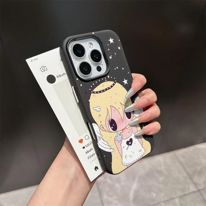 Фото Чехол для телефона из ПУ кожи с текстурой личи для девочек, для iPhone 17, 16, 15, 14, 13, 12 Pro Max, Mini, 11, XR, SE, XS, 8, 7 Plus, ProMax №2