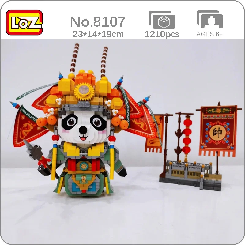 

LOZ 8107 Ancient Chinese Opera Panda Warrior General Weapon Animal Mini Diamond Blocks Bricks Building Toy for Children no Box