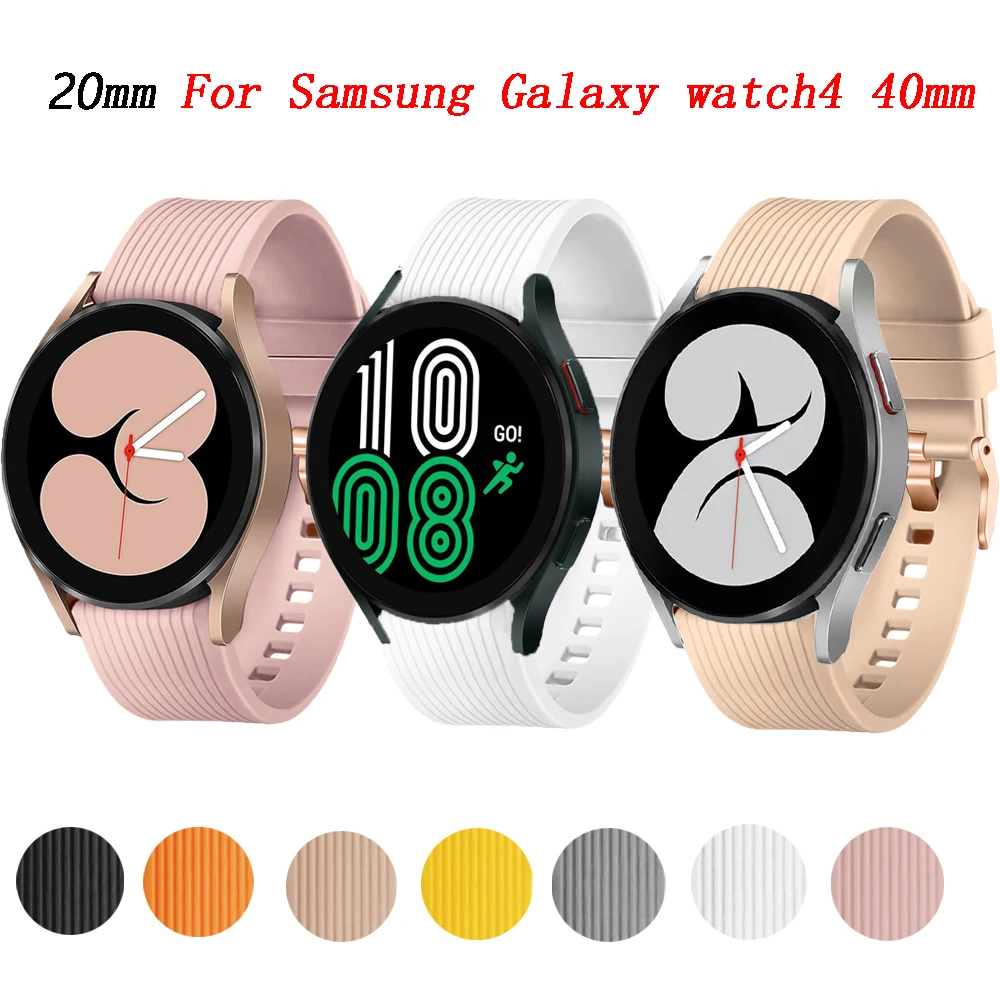 

Ремешок силиконовый для наручных часов, спортивный браслет для смарт-часов Samsung Galaxy Watch 4 40 мм 5 44 мм, 20 мм