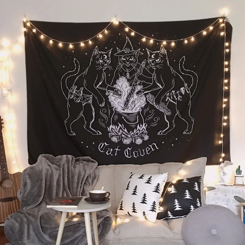 

Cat Witchcraft Tapestry Wall Hanging Tapestries Mysterious Divination Occult Home Wall Cool Room Decor Dorm Psychedelic Tapestry
