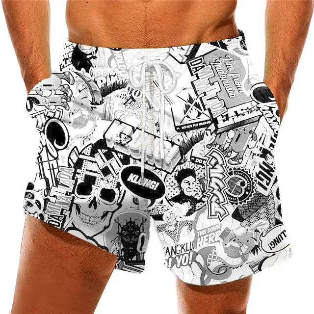 

Шорты мужские спортивные быстросохнущие с 3D-принтом скелета, Y2K