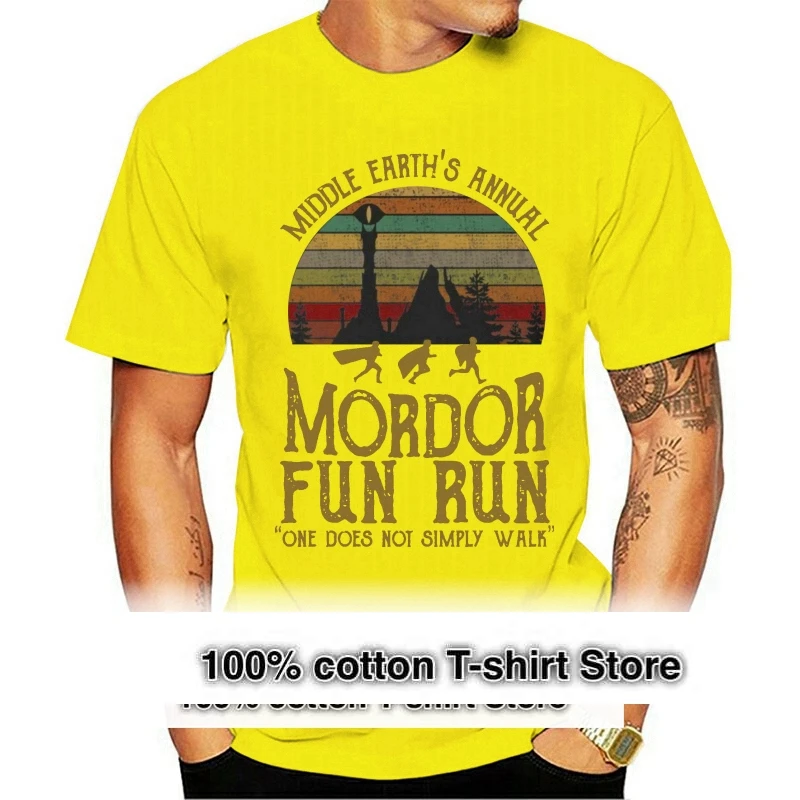 

Middle Earth's Annual Mordor Fun Run One Does Not Simply Shirt S-5XL Made In USA Round Neck Tops TEE Shirt