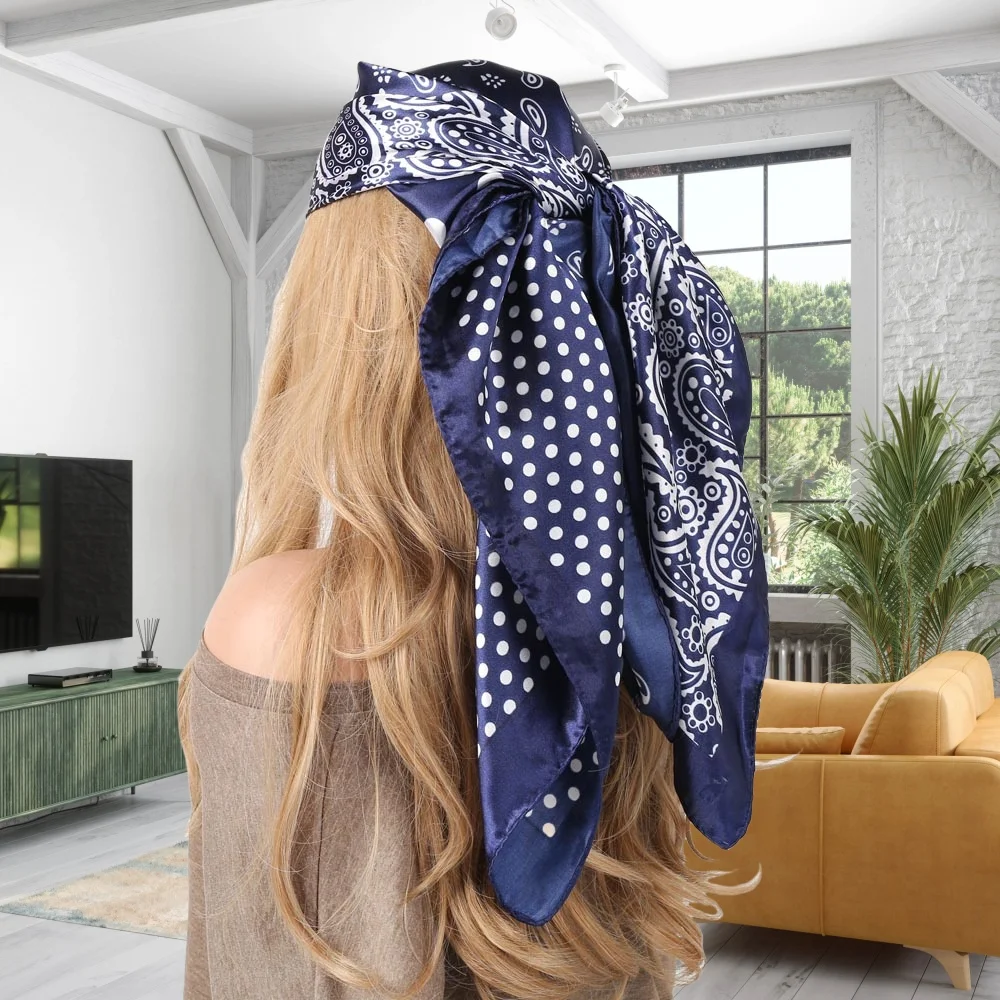 90*90 см квадратный ретро шелковый шарф с узором пейсли женский открытый пляжный