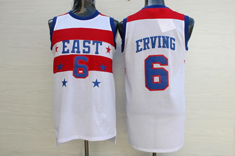 

Mens #6 Julius Erving 32 EAST All Star Top Quality Basketball Jersey Stitched Embroidery