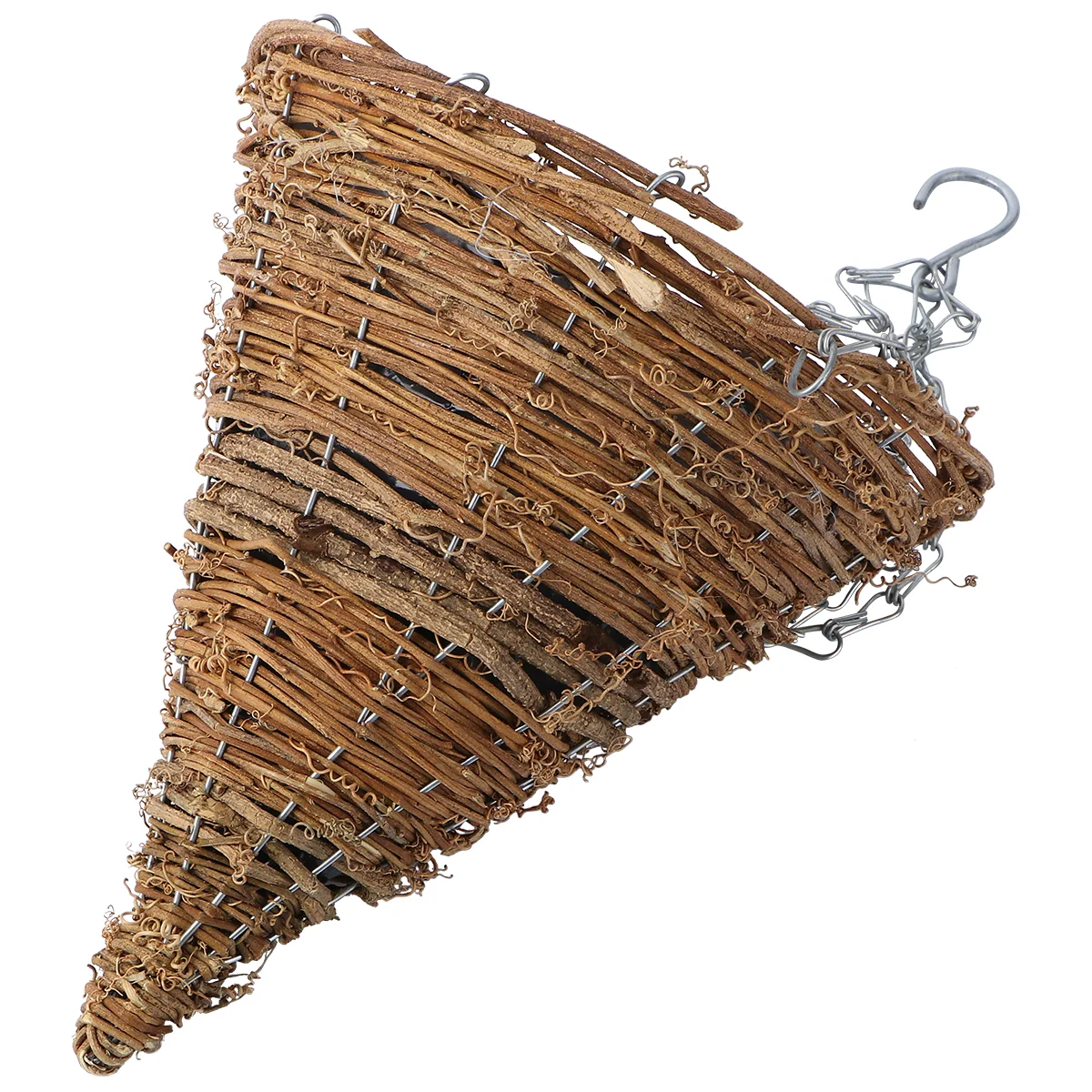 

Rattan Conical Flower Basket Hanging Weaving Pots Indoor Railing Container
