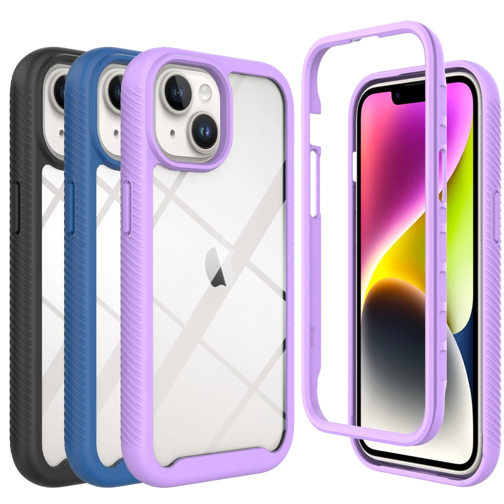 

Противоударный чехол для iPhone 15 15 Plus 15 Pro Max, чехол 2 в 1, задний Прозрачный бампер, чехол для телефона iPhone 14 Plus 14 Pro Max 13 Mini