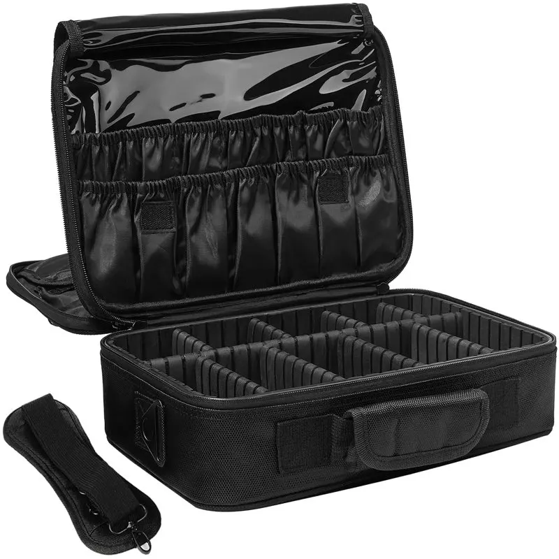 

Large Makeup Bag for Women Checkered Travel Case Cosmetic 3 Layers Waterproof Portable Organizer Tools Toiletry Jewelry
