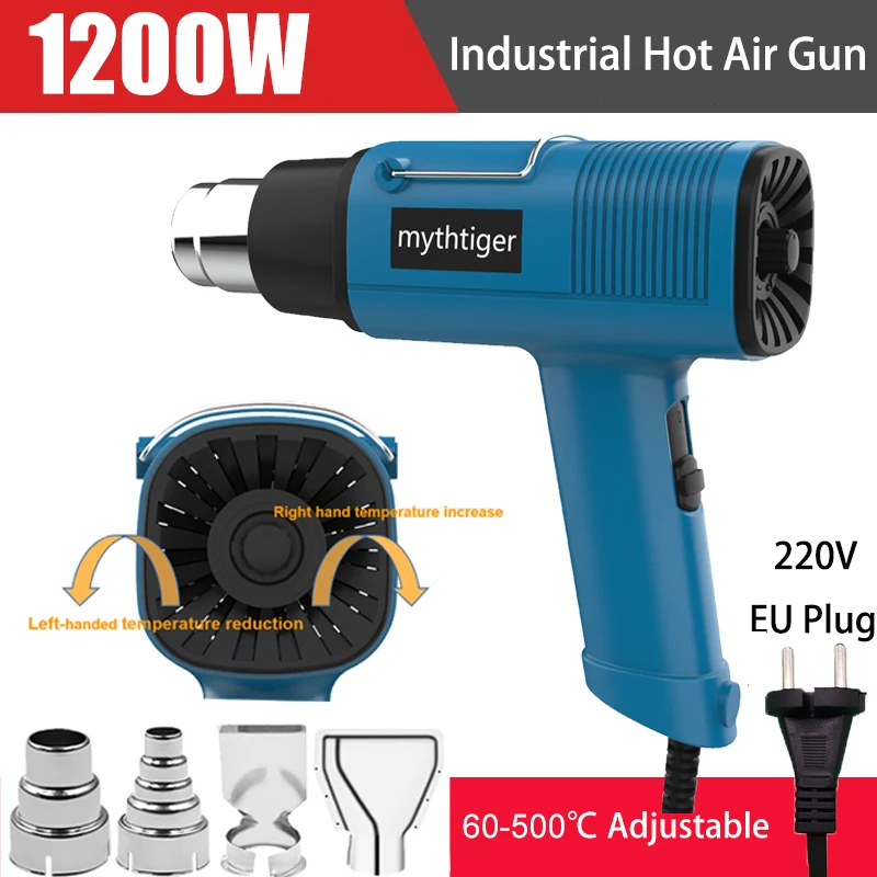 

1200W Industrial Hot Air Gun Hair Dryer Heat Gun Air Dryer for Soldering Thermal Blower Shrink Wrapping Plastic Welder Tools