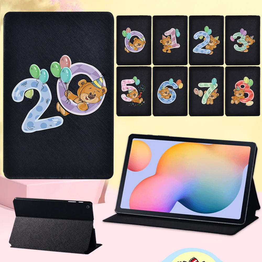 

Flip Tablet Stand Cover Case for Samsung Galaxy Tab S6 Lite P610 P615 10.4 Inch Cute Bear Lucky Number Pattern Protective Shell