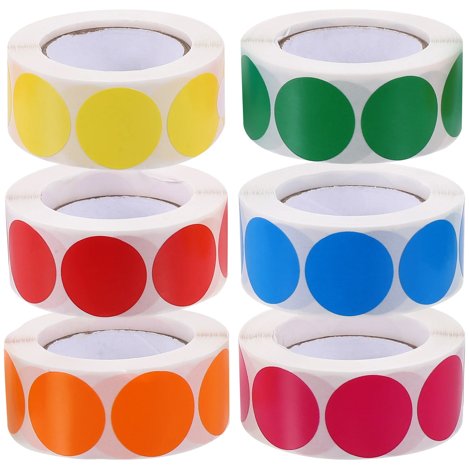 

6 Rolls of Round Dot Stickers Bright Color Circle Labels Circle Classification Stickers Dot Stickers Decors