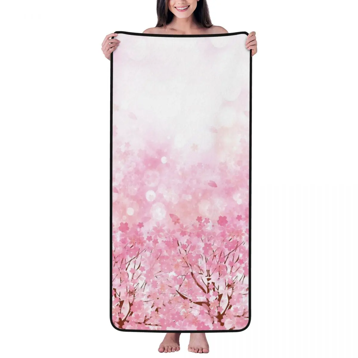

Cartoon Cherry Blossom Trees Beach Towel for Adult Kids Microfiber Bath Towel Blanket for Camping Swim Pool Travel Beach Gym