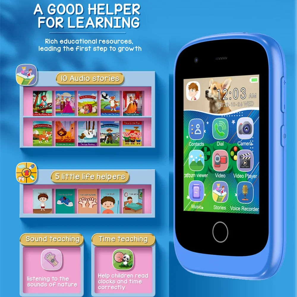 Детские Умные Часы 2G С Функцией Вызова SOS Двойная Камера Музыкальный Плеер