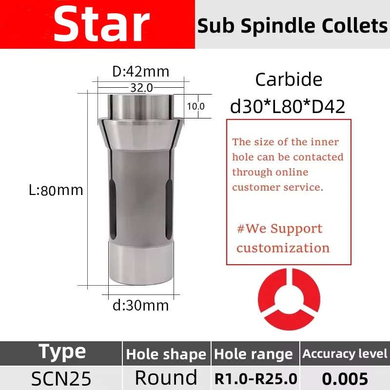 

Star SCN25 157E TF30/63 3733E 40.006 451.001 T34/B227 CD25 Цанга передней бабки Патрон швейцарского типа Высокоточная твердосплавная направляющая втулка
