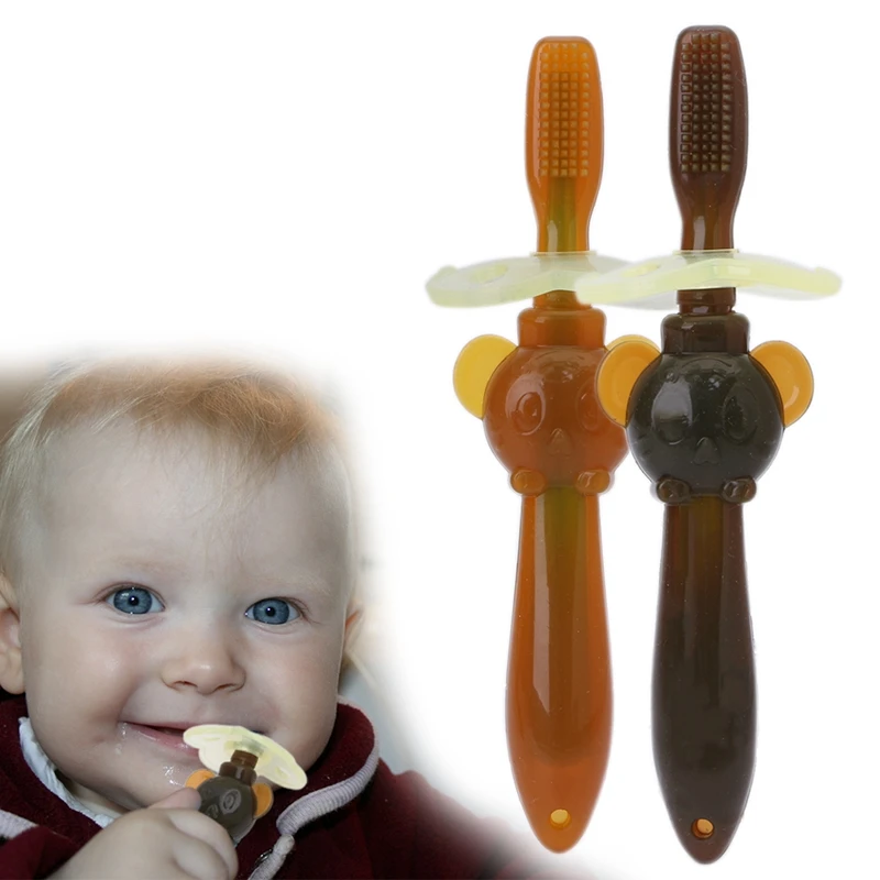 

Baby Infants Soft Safe Silicone Teether Chewable Bendable Training Toothbrush