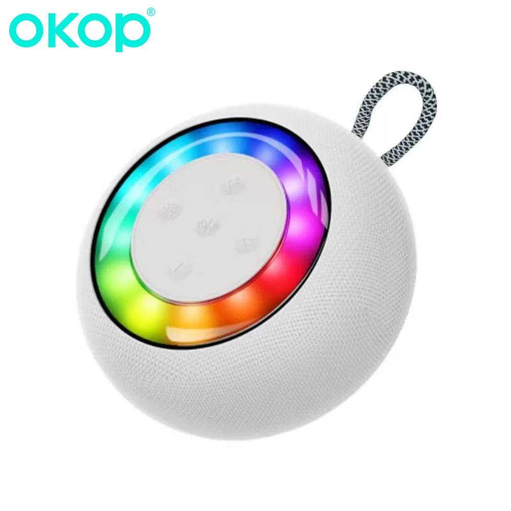 Фото Bluetooth-динамик OKOP, портативный уличный RGB окружающий свет, сверхдлительный срок службы батареи, небольшой настольный динамик, функция вызова TWS №1