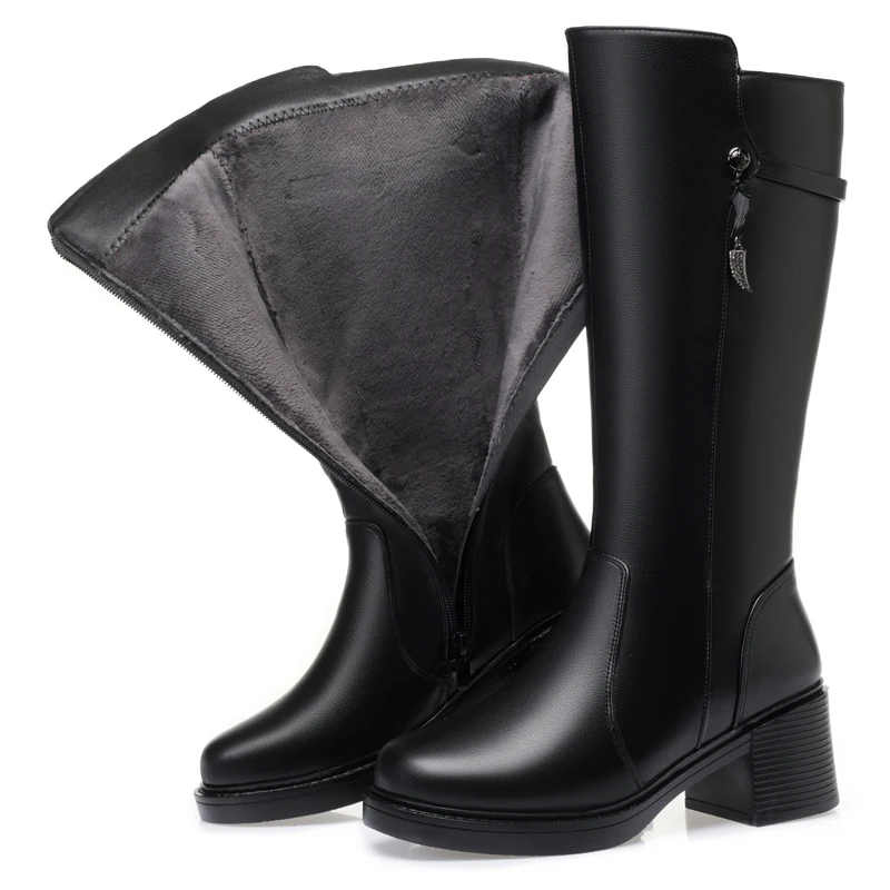 AIYUQI Women's Boots Genuine Leather 2023 New Large Size 41 42 43 Women Winter Boots Non-slip Warm Natural Wool High Boots Women