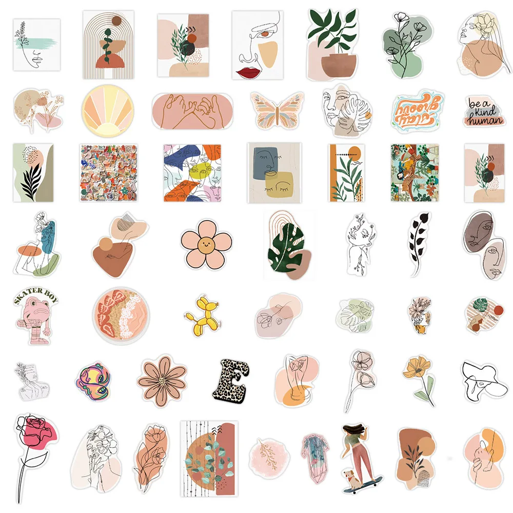 103050pcs vintage bohemia aesthetic art cartoon stickers decal car guitar motorcycle luggage diy graffiti sticker for kid girl free global shipping